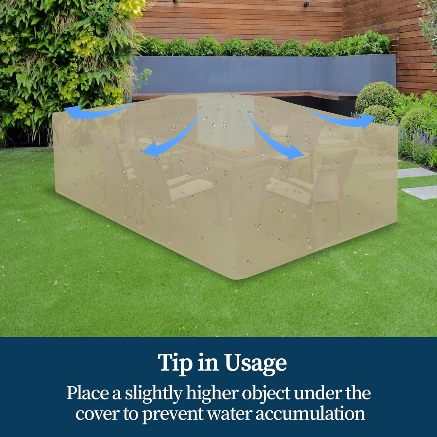 General Square Patio Furniture Cover Waterproof Outdoor Dining Table and Chair Cover Anti-UV Outside Sectional Sofa Set Covers (64"L x 64"W x 28"H, Camel)