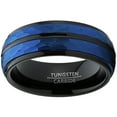 thumbnail image 3 of Metal Masters Mens Tungsten Carbide Hammered Brushed Finish Wedding Band Ring 8mm Blue Black Dome, 3 of 7