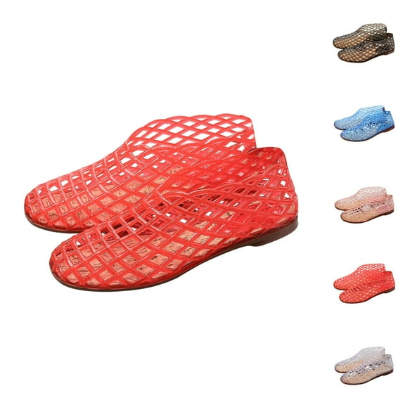 Jelly Mesh Ballet Ballerina For Women Adult Hollow Jelly Clear Sandals Beach Ballet Low Heel Comfortable Summer Beach Jelly Shoes