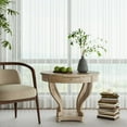 thumbnail image 2 of GZXS Farmhouse Style 31.5" Small Round Dining Table Living Room Wooden Coffee Table with 2 Drawer, Open Shelf and Curved Legs, Natural, 2 of 8