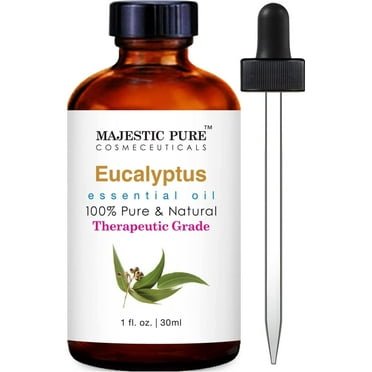 Majestic Pure Eucalyptus Essential Oil, Premium Grade, Pure and Natural, for Aromatherapy, Massage, Topical & Household Uses, 1 fl oz