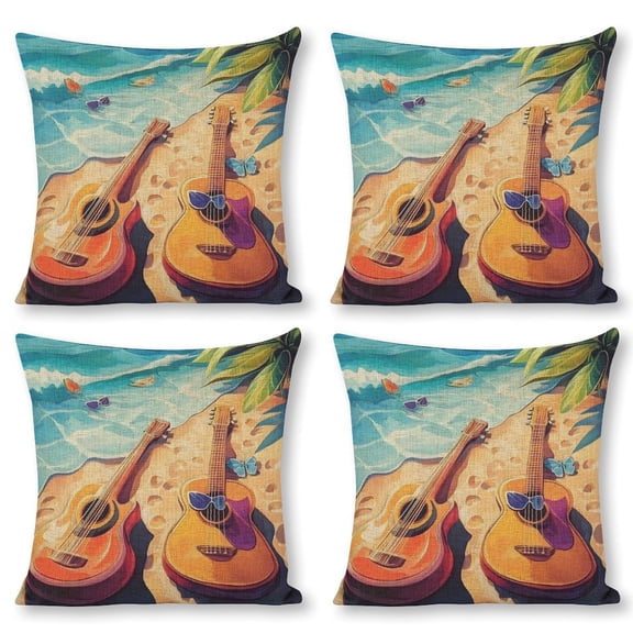 Beach vibeslikelinen throw pillowcase decoration pillowcase gifting preferred 18x18 inch cushion cover 4 sets sofa pillowcase sofa bedroom living room car