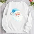 thumbnail image 2 of Women's Waffle Pullover Sweatshirt Santa Claus Graphic Tops Merry Christmas Shirts Xmas Novelty Tees Happy Festival Outfits Christmas Hat Clothing Comfy Pullovers, 2 of 7