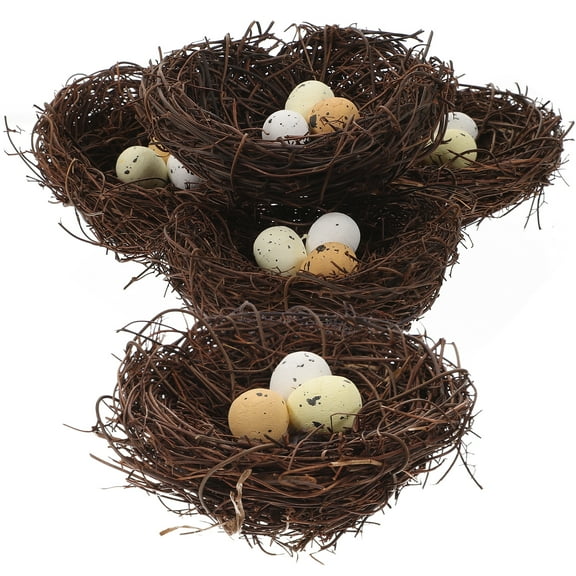 5 Pcs Simulated Bird's Nest Outdoor Decor Small Birds Adornment Nests for Crafts Eggs Artificial Ornaments Woven