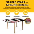thumbnail image 4 of Pink Flowers Table Cloths for 4 Foot Rectangle Tables, Spring Floral Butterflies Black White Striped Farmhouse Patio Waterproof Elastic Fitted Tablecloths, Rectangular Table Cover for Camping, 4 of 8
