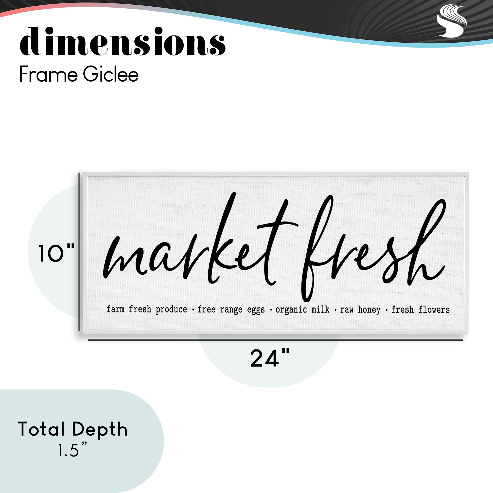 Market Fresh Organic White Framed Giclee Art, design by Lettered and Lined