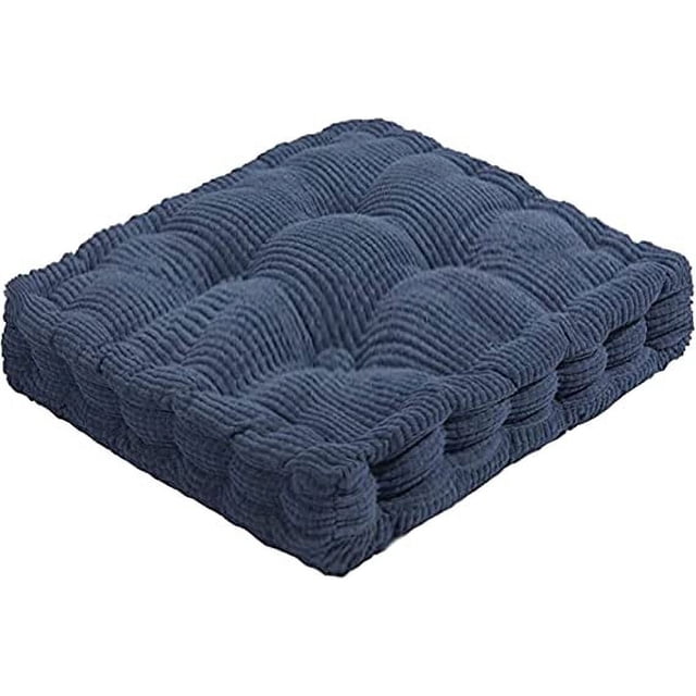 Nvzi Cojines para silla, para exterior, interior, cojín grueso para banco, cojín duradero para suelo,balcón, coche, oficina, patio, sofá, viaje, azul oscuro, cuadrado, 16"