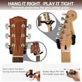 thumbnail image 2 of Guitar Wall Mount, Guitar Hangers Hooks Bracket Holder Stand for Acoustic and Electric Guitars Bass Banjo Mandolin, Black Walnut Wood Base, 2 of 7