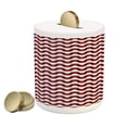 thumbnail image 1 of Geometric Piggy Bank, Curved Lines with Bicolor Oval Shapes Abstract Flow Themed Pattern, Ceramic Coin Bank Money Box for Cash Saving, 3.6" X 3.2", Vermilion Grey White, by Ambesonne, 1 of 4