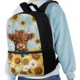 thumbnail image 4 of HUIACONG Highland Cow Sunflower School Backpack for Students Ages 6-18 Large Capacity Lightweight Water Resistant Durable Bookbag for Elementary Middle High School Daily Use, 4 of 6