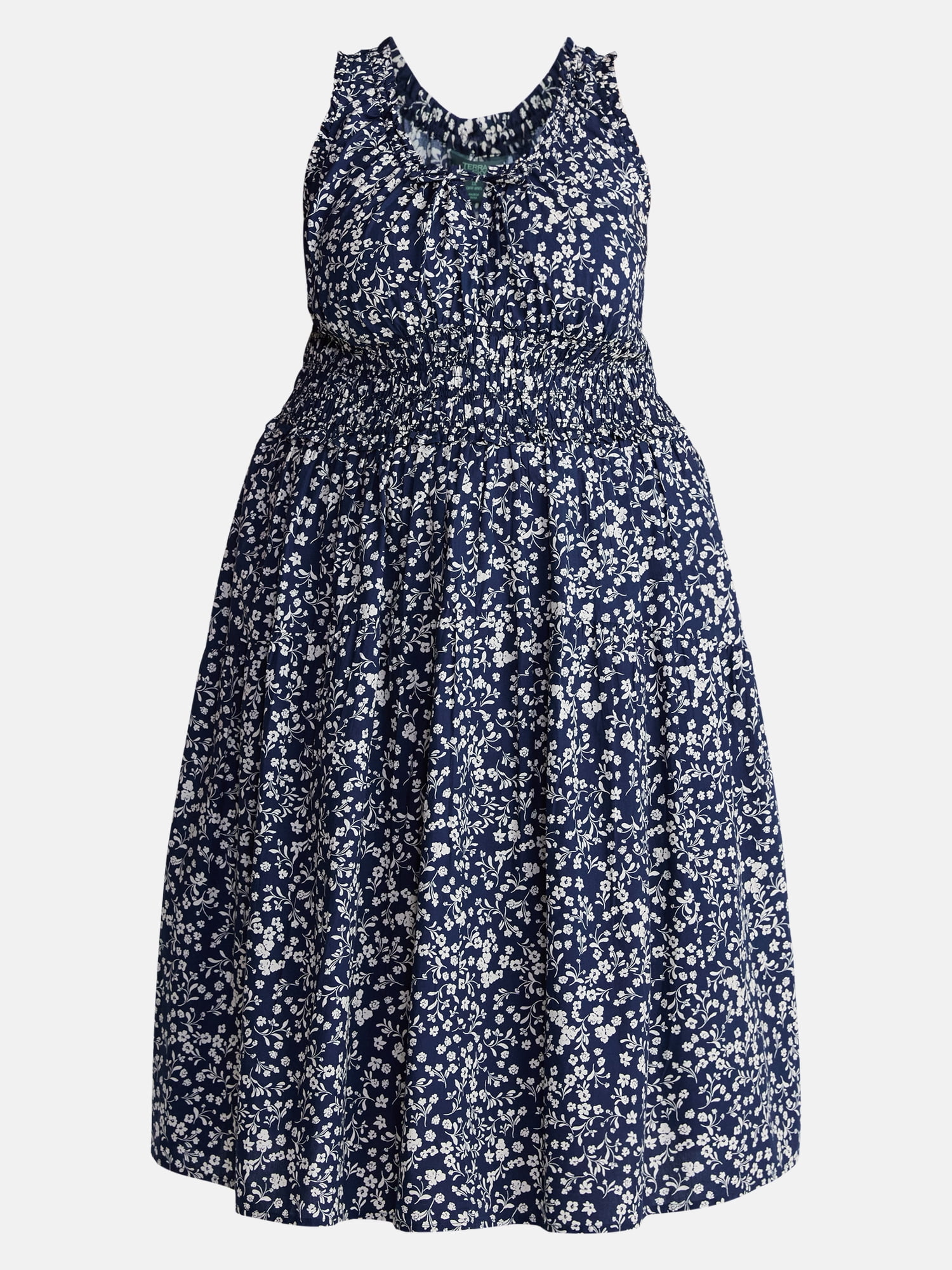 Terra & Sky Women's Plus Sleeveless Smocked Dress, Sizes-0X-5X