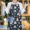 thumbnail image 4 of Dark Blue Princess Castle Pattern Apron-Garden Aprons for Women with Pockets-Cotton Linen Waterproof Kitchen Cooking Gardening Aprons Adjustable for Kitchen,Cooking,BBQ and Salon 33x27 Inch, 4 of 4