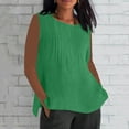 thumbnail image 2 of Lime Green Ladies Loose Fit Vests Boat Neck Faux Linen Vest Tops for Juniors Sleeveless Lounge Ruched Camisole Tank Plain Fall Summer Vests 2025 Clothing 3XL, 2 of 5
