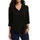 thumbnail image 1 of Las mujeres de gasa Tops cuello en V 3/4 manga de moda de gran tamaño sólido blusa más el tamañopangjing, 1 of 4