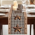 thumbnail image 3 of Table Runners 70 Inches Long Dress Scarves, Farmhouse Farmhouse Coffee/Dining/Kitchen Table Decor, Holiday Table Runner, Vintage Country Texas Star Plaid Wooden Grain 13x70 Inch, 3 of 9
