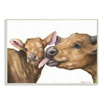 Stupell Industries Baby Cow Family Animal Watercolor Painting Wall Plaque Art by George Dyachenko