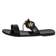 thumbnail image 2 of LSLJS Fashion Casual Large Size Flat Bottom One-Line Flower Rhinestone Decoration Women's Slippers, 2 of 8