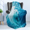 thumbnail image 4 of Bear Soft Flannel Fleece Throw Blanket, Arctic Polar Bear Dipping into Water Swimming Ursus Maritimus Underwater View, Cozy Plush for Indoor and Outdoor Use, 50" x 70", Blue Pale Blue, by Ambesonne, 4 of 5