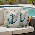 thumbnail image 2 of Outdoor Pillow Covers 26x26 Set of 2, Teal Anchors Coastal Waterproof Patio Throw Pillow Covers for Couch Sofa Chair, Vintage Summer Beach Nautical Decorative Pillowcases for Throw Pillows, 2 of 9