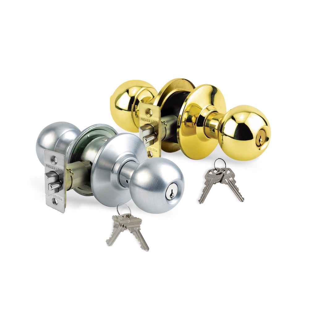 Lot of 6 Brass Finish Grade 3 Keyed Storeroom Door Knob With 12 KW1 Keys - Boxed Keyed Alike