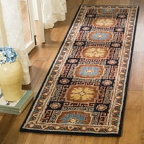 SAFAVIEH Heritage Berach Floral Wool Runner Rug, Navy/Orange, 2'3" x 8'