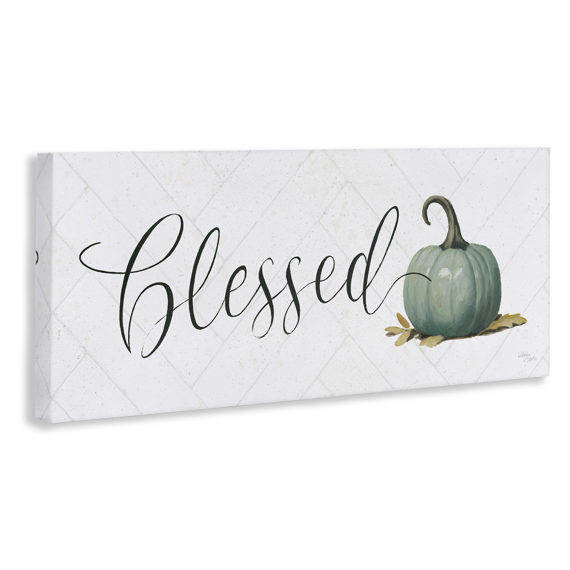 Stupell Industries Blessed with Pumpkin Typography Painting Gallery Wrapped Canvas Art Prints Wall Art, 48 x 20