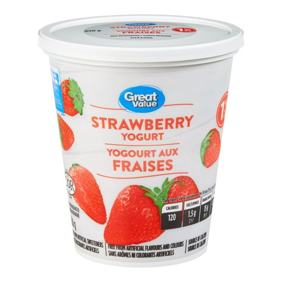 Great Value 1% M.F. Strawberry Yogurt, 650 g