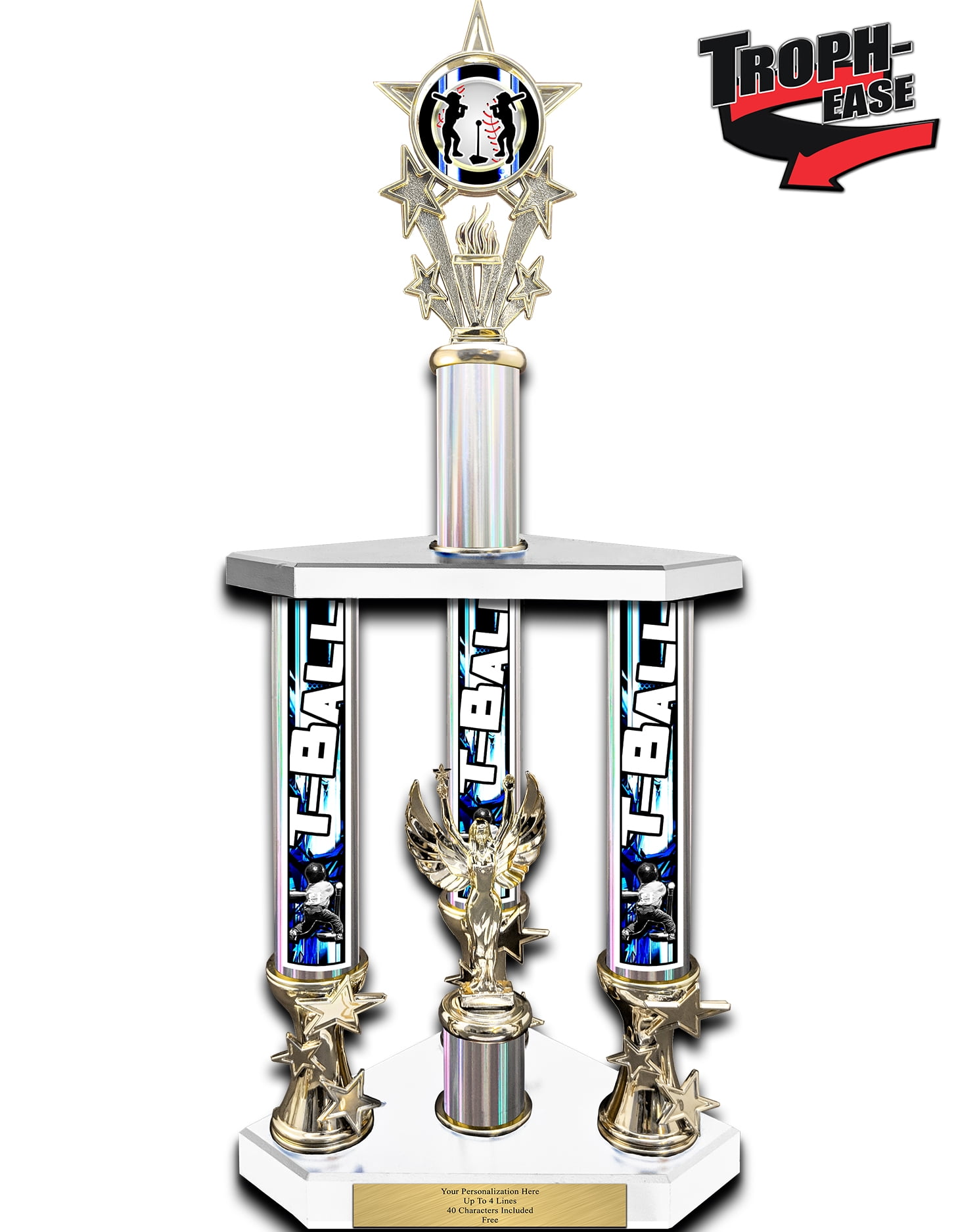 Trophy Deals 17" Action Matrix TBall Silver Flute 3 Column Trophy