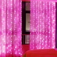 thumbnail image 3 of Perfect Holiday 300 LED Curtain String Lights Plug In With 8 Light Modes - Pink, 3 of 5