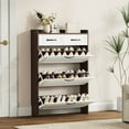 thumbnail image 4 of Large Storage Walnut Colored Shoe Holder, For Entrance Organization Freestanding Cabinet In Color, With Adjustable Shelves, 4 of 4