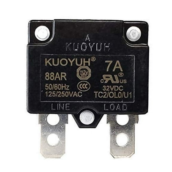 KUOYUH USA 7 Amp 125/250VAC 32/50VDC 88R Series Automatic-Reset Thermal Overload Protector Circuit Breaker (1 Pack)