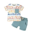 thumbnail image 2 of HAOTAGS Boy And Girls' Casual Short Sleeve Tops, Round Neck Tee with Shorts Sets Sky Blue, 2 of 9