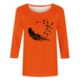 thumbnail image 4 of Dadaria T-Shirt pour Femmes Orange Manches 3/4 Col Rond Été Chandail Blouses 2TG, 4 of 4