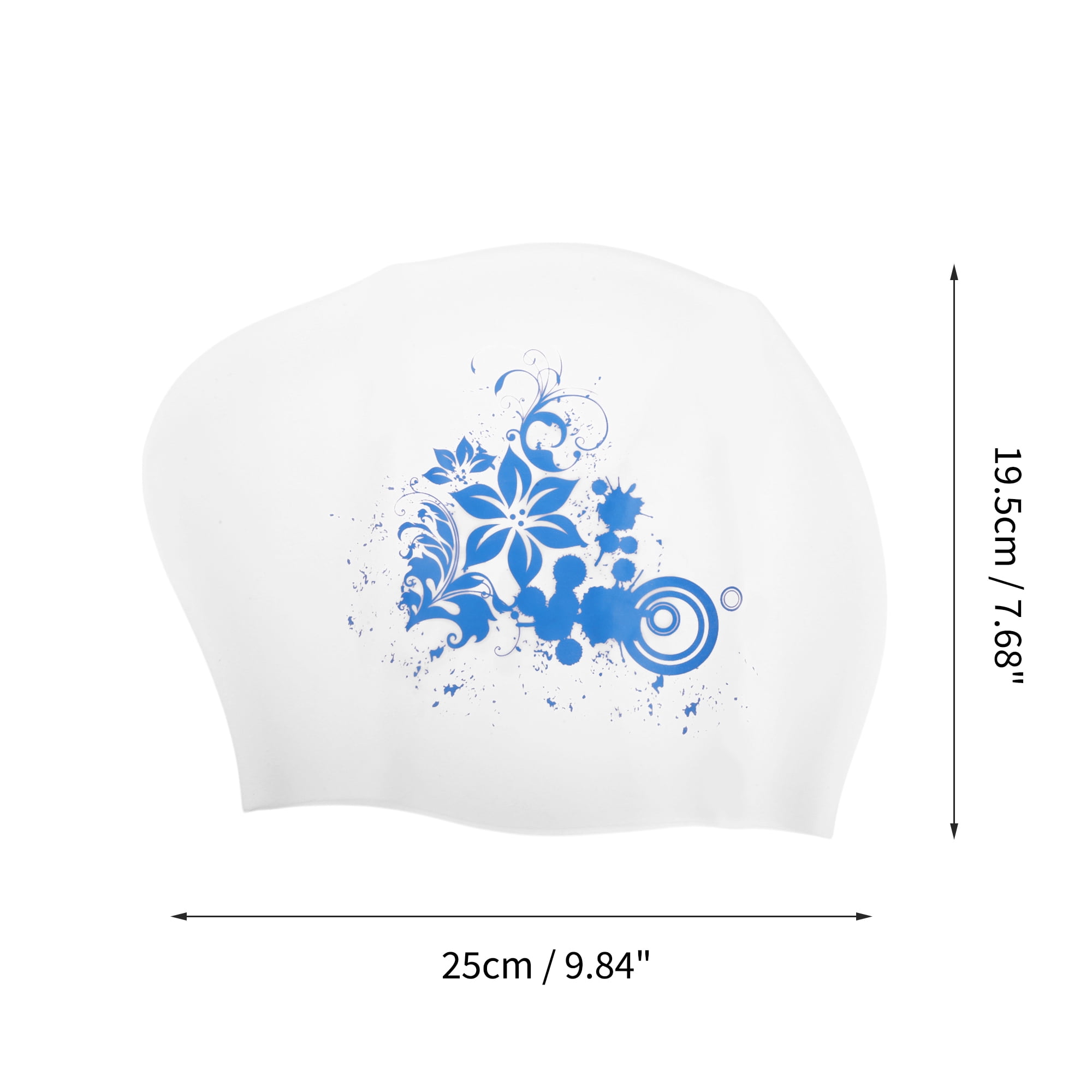 Unique Bargains Floral Pattern Swim Cap 1Pc White