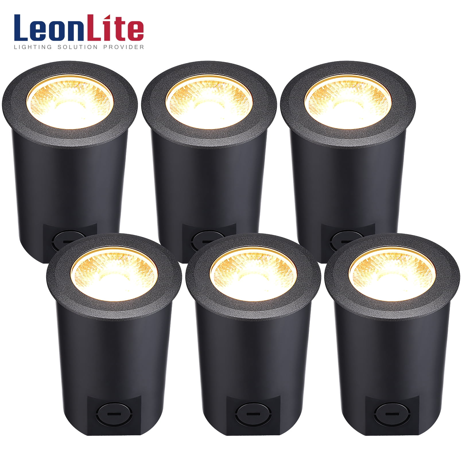 LEONLITE 3W LED Outdoor Well Light Pack of 6 UL Listed Linkable Pathway Lights Lawns 12-24V IP67 Waterproof In-Ground Landscape Lighting Poolside 3000K Warm White for Gardens 3 Years Warranty 