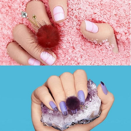Luoheng 12 Pieces Nail Pom Poms Detachable Nail Art Fur Nail Ball Nail Pom Fluffy Plush