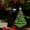 thumbnail image 5 of SUGIFT 15'' Pre-lit Hand-Painted Ceramic Tabletop Christmas Tree Green, 5 of 7