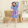 thumbnail image 3 of FORMRS Niños Bathrobe Unisex Hooded Robe Soft Plush Pajamas Sleepwear, Size 2-3T, Vibrant Geometric Pattern, 3 of 7