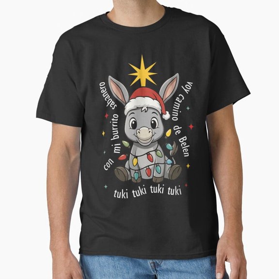 Cute Donkey Mi Burrito Sabanero Holiday Carol Spanish Theme Art Unisex T-Shirt, up to size 5XL
