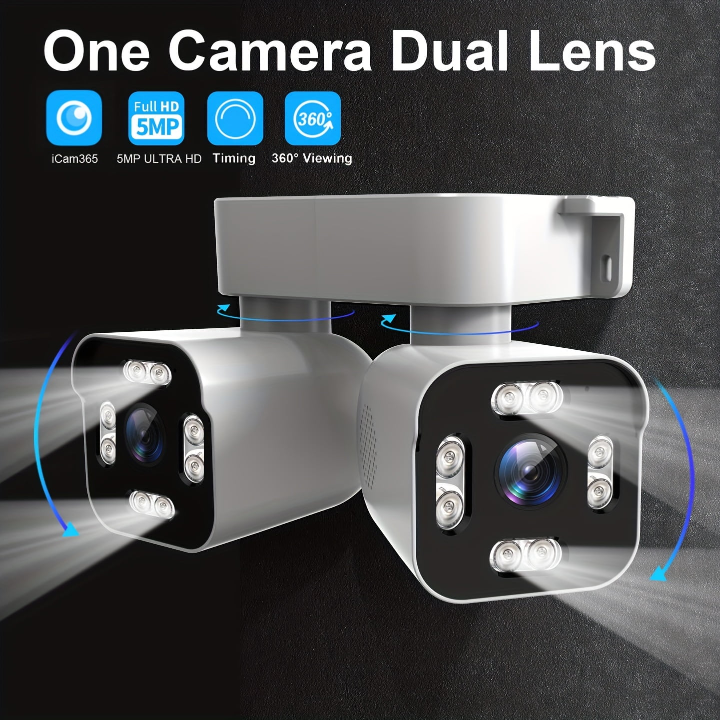 2.5K PTZ WiFi Outdoor Security Camera, Dual Lens 5MP with Audio, Motion Detection, Color Night Vision, Wired Wireless Outdoor Cam