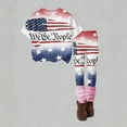 thumbnail image 3 of CCRFTGI 250&nbsp;Anniversary Usa Summer Outfits for Children Girls Size 10-12 Cute 1776 American Flag Stars Striped Short Sleeve Tops and Silm Long Pants Freedom Sets for Girls White 2-3 Years, 3 of 5