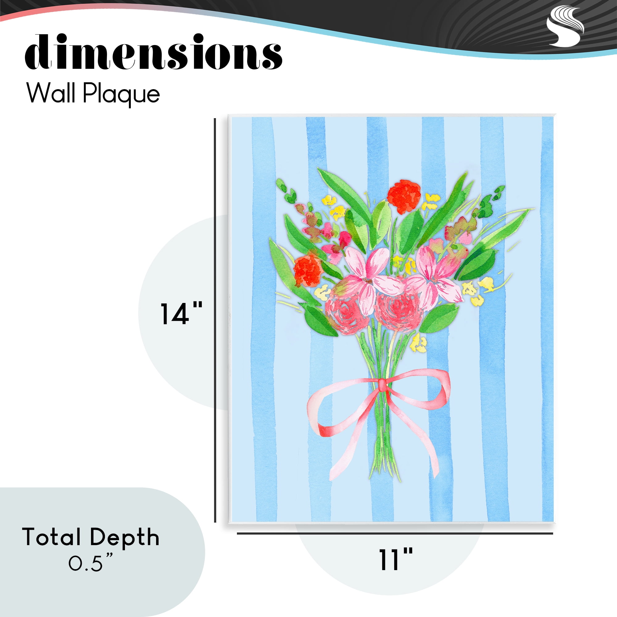 Bright Springy Bouquet Stripes Wall Plaque Art, design by Nina Jacobs