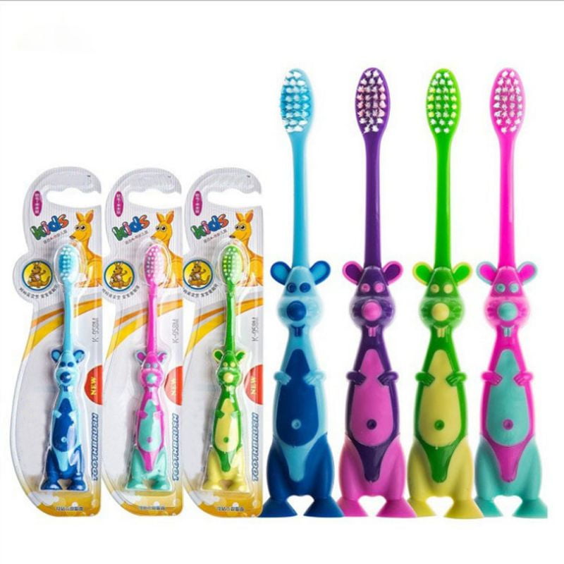 Baby Cartoon Soft Toothbrush, Kids Animal Shape Soft Silicone Training Toothbrush Children Dental Oral Care Tooth Brush Tool Kid Tooth Brush, 3-12 Years, Color Random