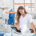 thumbnail image 2 of KFFKFF Gravity Feed Steam Iron, 1000W with 3.5 L Large Water Tank, Demineralizer Cartridges, Non-Stick Soleplate, 5 Adjustable Temperature Levels, Industrial Electric Steam Iron for Professional Use, 2 of 9