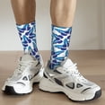 thumbnail image 5 of Goofa Blue Butterflies Printed Men's Crew Socks, Soft Durable Breathable Moisture-Wicking with Odor Control Cotton socks, 5 of 9