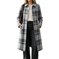thumbnail image 7 of Dzrciro Plaid Long Coat for Women, Long Sleeve Lapel Open Front Button Checkered Trench Coat, Elegant Fashion Fall Outerwear S-2XL, 7 of 7