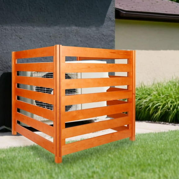 3-Panel Outdoor Air Conditioner Fence Screen, Outside Wood Privacy Fence, 32" W x 38" H, 3-Piece Solid Wood Multi-Use Privacy Barrier with 3-Inch Thickness - Crack-Resistant, Freely Combined