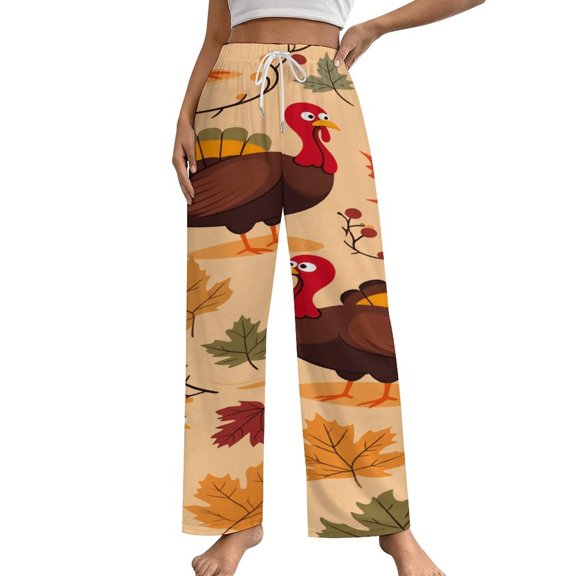 Autumn Happy Thanksgiving Turkey Pajama Pants Comfortable Elastic Waist Pajamas Fashion Sleepwear Bottoms Plus Size Homewear