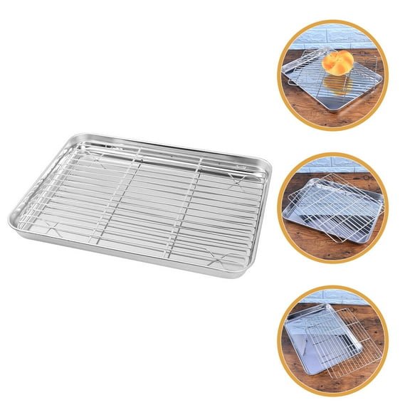MUSEYA 1 Set Baking Tray Rack Stainless Steel Metal Cooling Tray For Baking Outdoor Barbecue