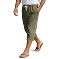 thumbnail image 4 of Chiccall Men's Casual Shorts Below Knee Length 3/4 Capri Pants Drawstring Pockets Elastic Waist Beach Yoga Shorts, 4 of 8